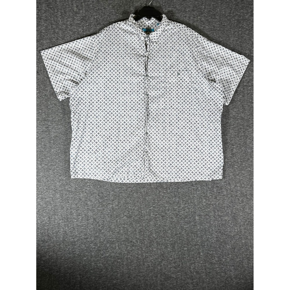 Tori Richard Mens 4XB Blue White Geometric Cotton Lawn Shirt Hawaii 0710